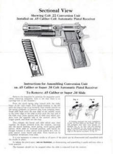Colt .22 conversion unit for .45 & .38 autos 1951-instructions