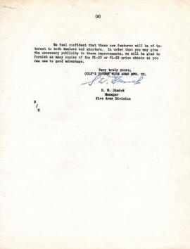 Colt letter announcing: changes end