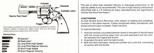 1980s Colt Instruction Manual for Agent, Cobra, Detective Special 2