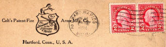 Colt catalog (E-3) mailer with Colt logo and 2 cent stamps