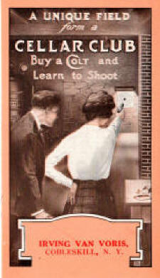 Colt's 1917 Celler Shooting Club showing a woman shooting a revvolver