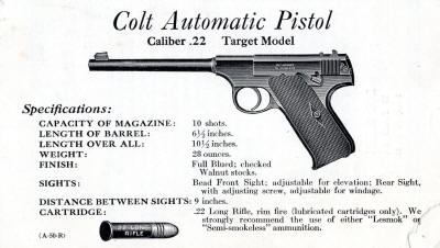1920 Colt 'Teach your family to shoot' brochure .22 specs