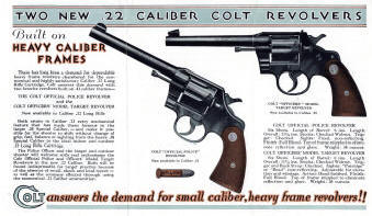 Colt Extra Heavy .22 Revolvers inside pamphlet