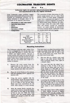 1959 Coltmaster telescopic sights instructions