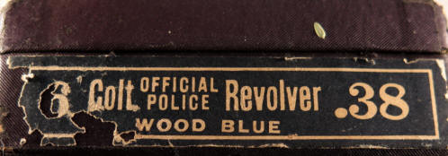 Colt box end label for 1937 official police revolver