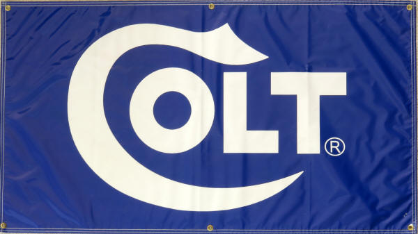 Heavy duty Colt banner 3 x 5 ft., Blue back ground, White Colt letters