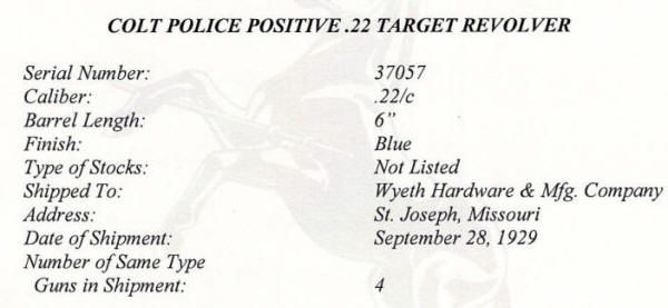 enlarged colt factory letter