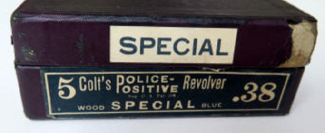 Label for Colt Police Positive Special 5 in. barrel, wood stocks, .38, box