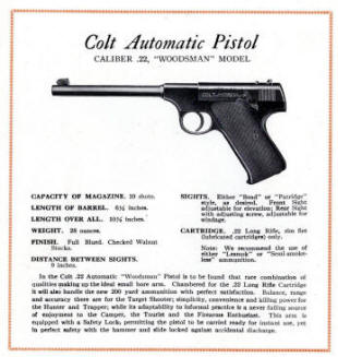 1927 Colt catalog Colt 'Woodsman' Target Auto Pistol .22 