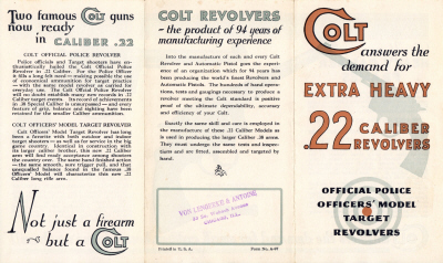 A-97 "Colt Extra Heavy .22 Caliber Revolvers "