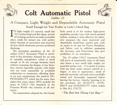 A-27 "Colt Automatic Pistol, Caliber .25 Hammerless" -2