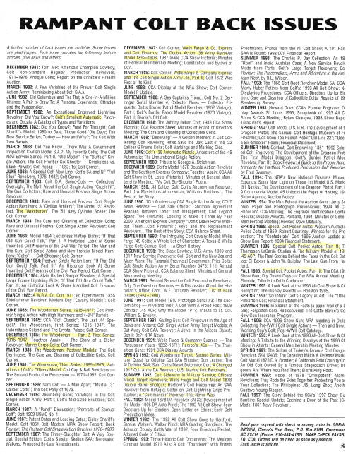 Rampant colt magazine listings from 1981 to 1997