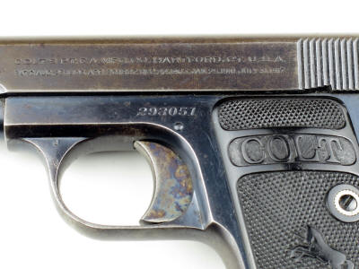 Colt M1908 Hammerless Semi-Automatic .25 cal. pistol left side