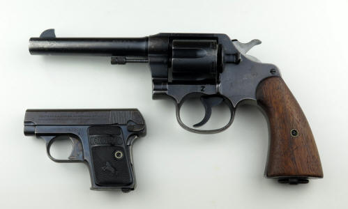 Size comparison: Colt M1908 .25 auto vs Colt M1917 .45 U.S. Army