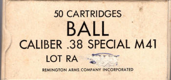 Remington .38 Special M41 ball cartridges